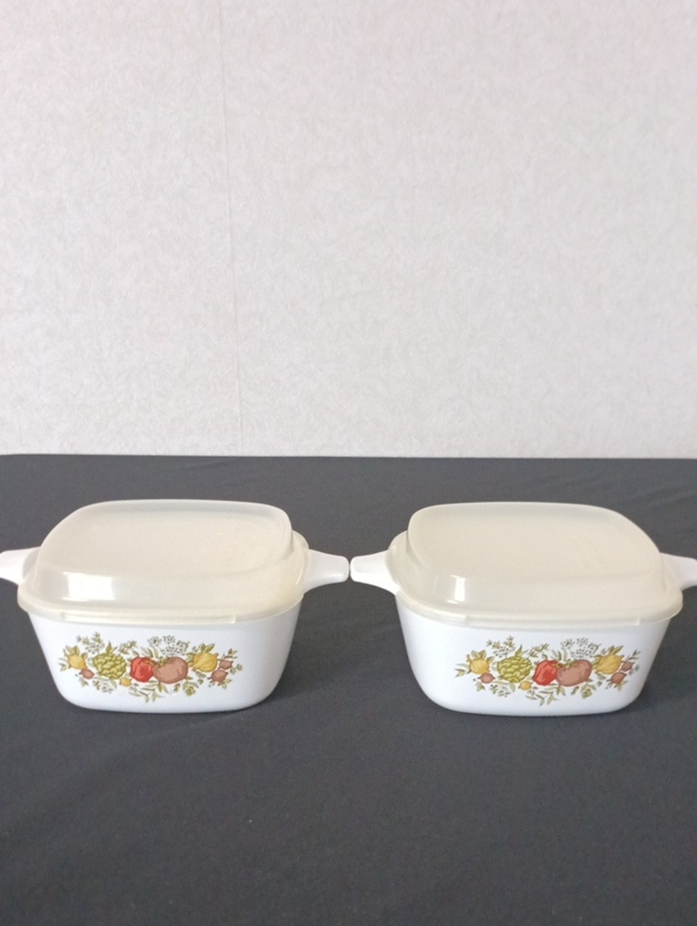 CorningWare White Covered Casserole Dishes with Vegetable Design (Set of 2)